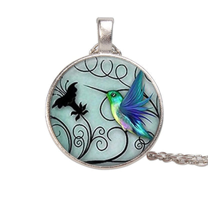 Women's Blue Hummingbird Gemstone Necklace