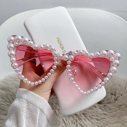 Women's Heart Shaped Pearl Sunglasses