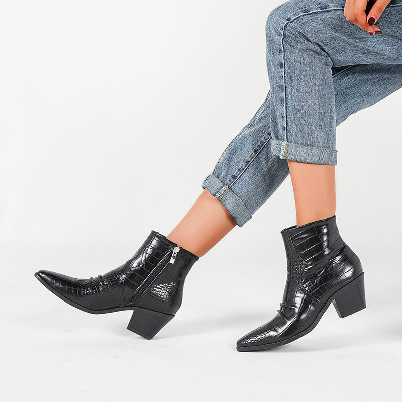 Women's Fashion Snakeskin Short Boots