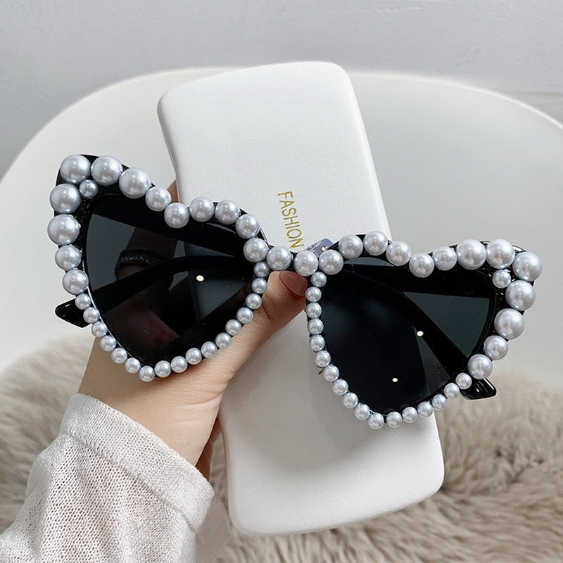 Women's Heart Shaped Pearl Sunglasses