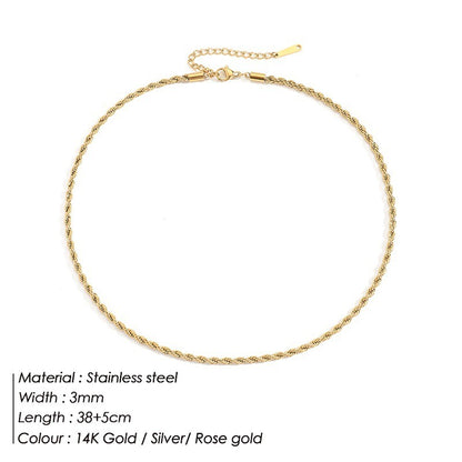 Women's Gold Plated 3mm/4mm Twist Necklace