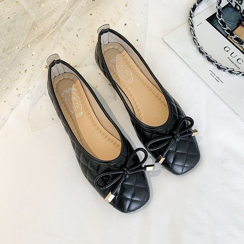 Women's Solid Color Bow Flats