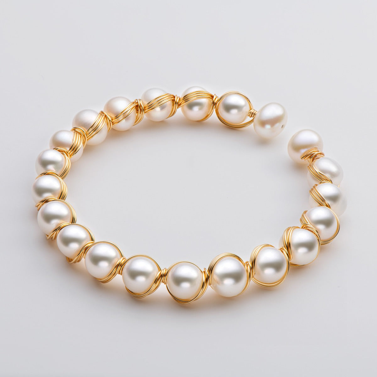 Women's 14K Gold Plated Wrapped Pearl Bracelet