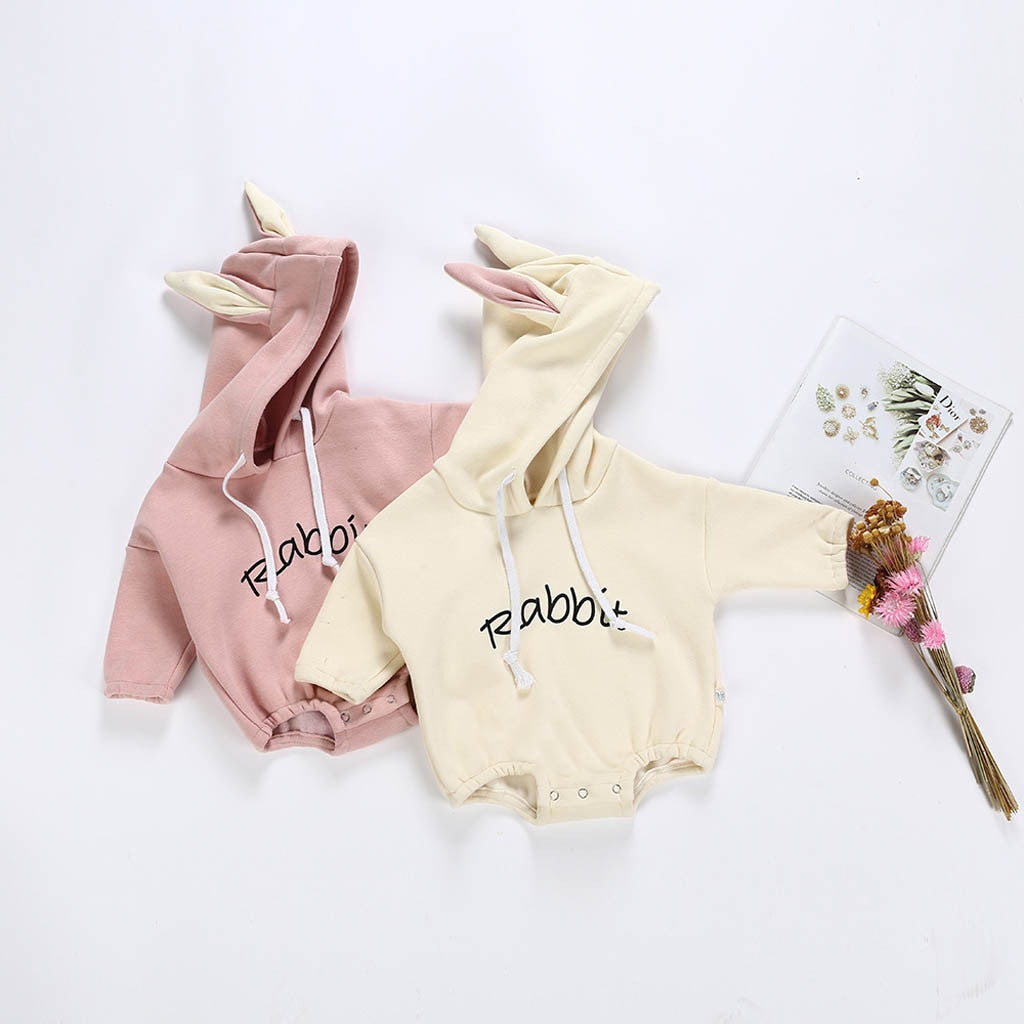 Unisex Boy's/Girl's Infant/Toddler Hooded Rabbit Long Sleeve Onesie