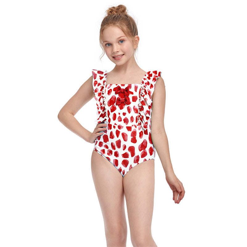 Girl's One-Piece Leopard Print Bathing Suit