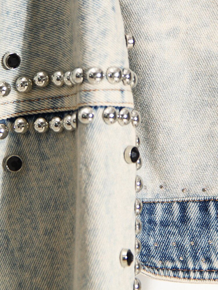 Women's Bedazzled Loose Fit Jean Jacket