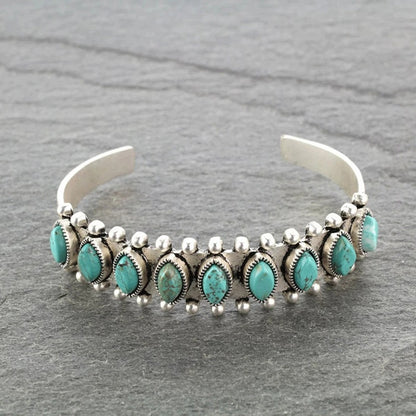 Women's Bohemian Natural Turquoise Cuff Bracelet