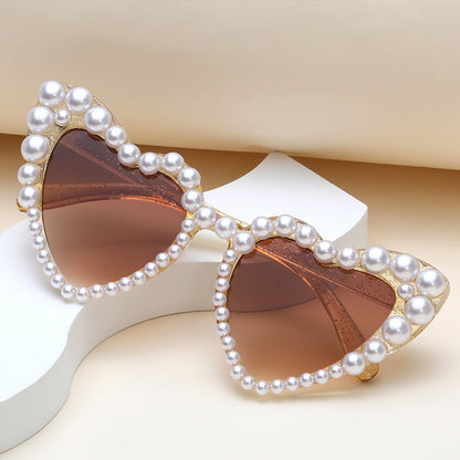 Women's Heart Shaped Pearl Sunglasses