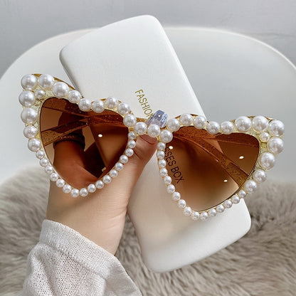 Women's Heart Shaped Pearl Sunglasses