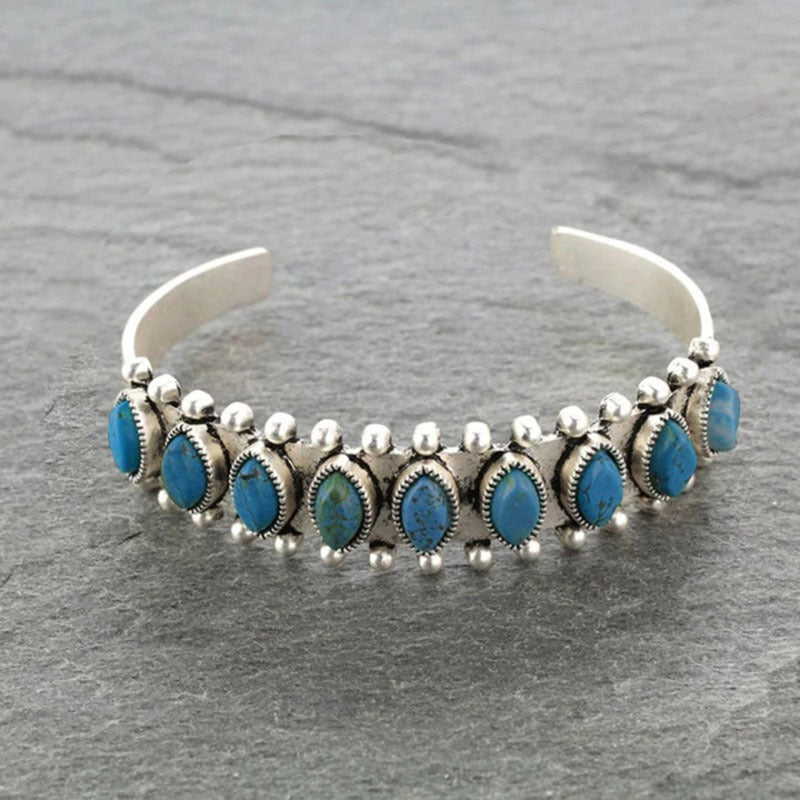 Women's Bohemian Natural Turquoise Cuff Bracelet