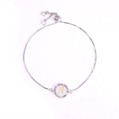 Women's Colorful Rainbow Initial Bracelet