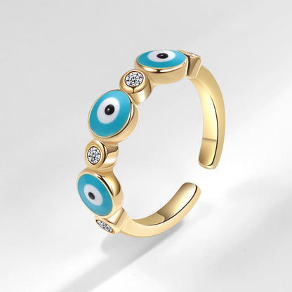 Women's Delicate Eyes Adjustable Ring