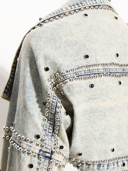 Women's Bedazzled Loose Fit Jean Jacket