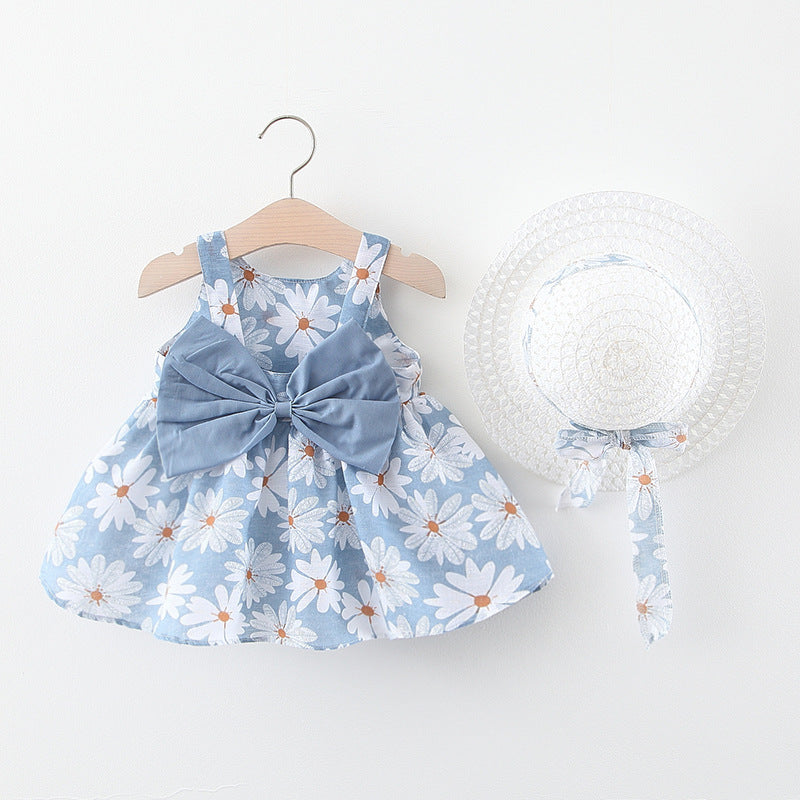 Girl's Floral Print Suspender Dress