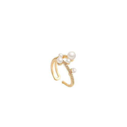 Women's Exquisite Double-Deck Adjustable Pearl Ring