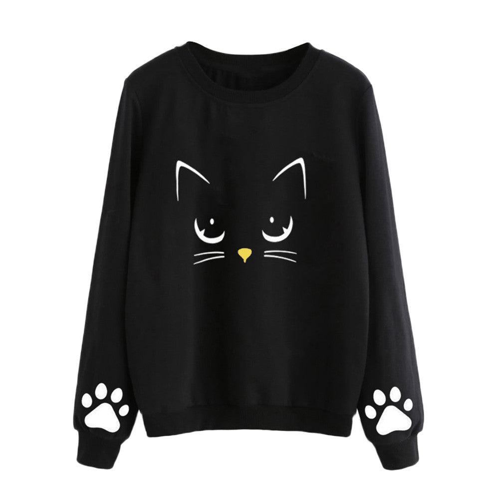 Women's Cat Print Sweatshirt