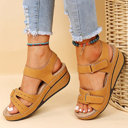 Women's Velcro Strap Wedge Sandals