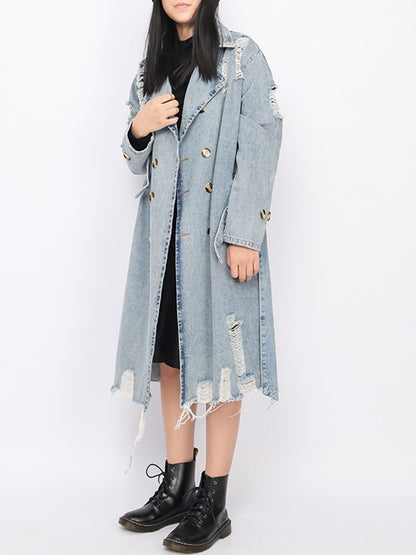 Women's Double-Breasted Denim Trench Coat