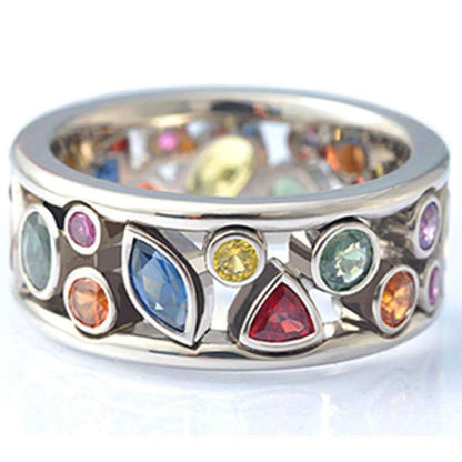 Women's Fashionable Geometric Pattern Multi-Color Ring