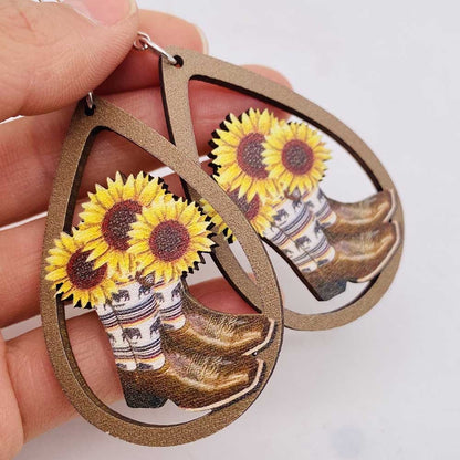 Women's Western Style Cow and Boots Earrings