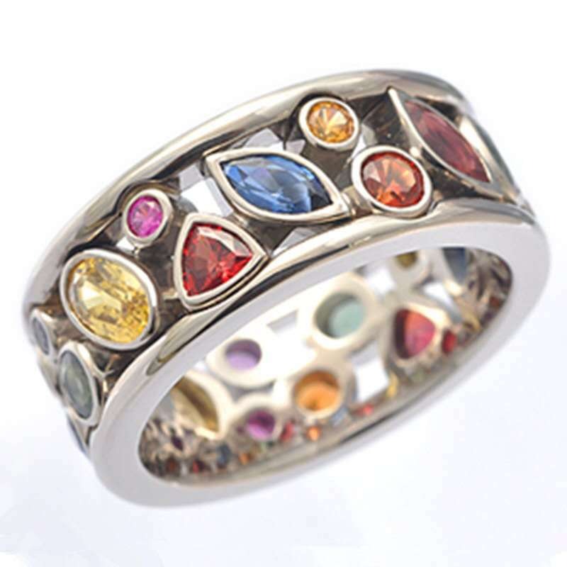 Women's Fashionable Geometric Pattern Multi-Color Ring