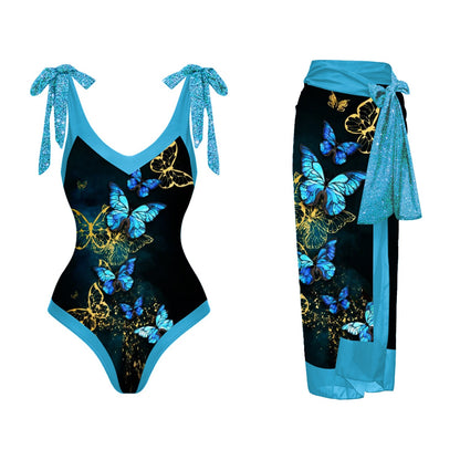 Women's One-Piece Bathing Suit with Waist Wrap