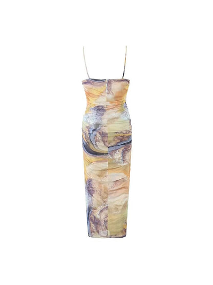 Women's Marble-Effect Long Elegant Dress