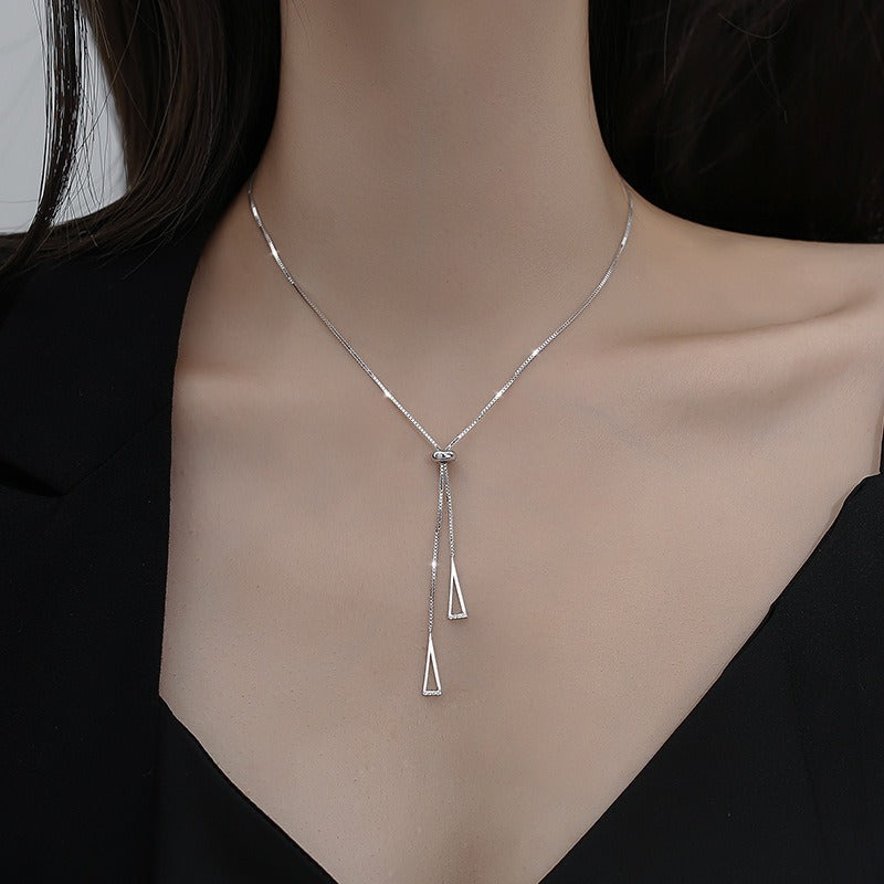 Women's 925 Sterling Silver Geometric Triangle Necklace