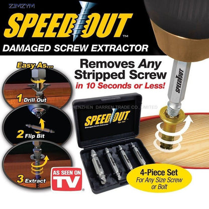 4pc Damaged Screw Extractor Drill Bit Set