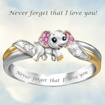 Never Forget That I Love You Silver Elephant Ring