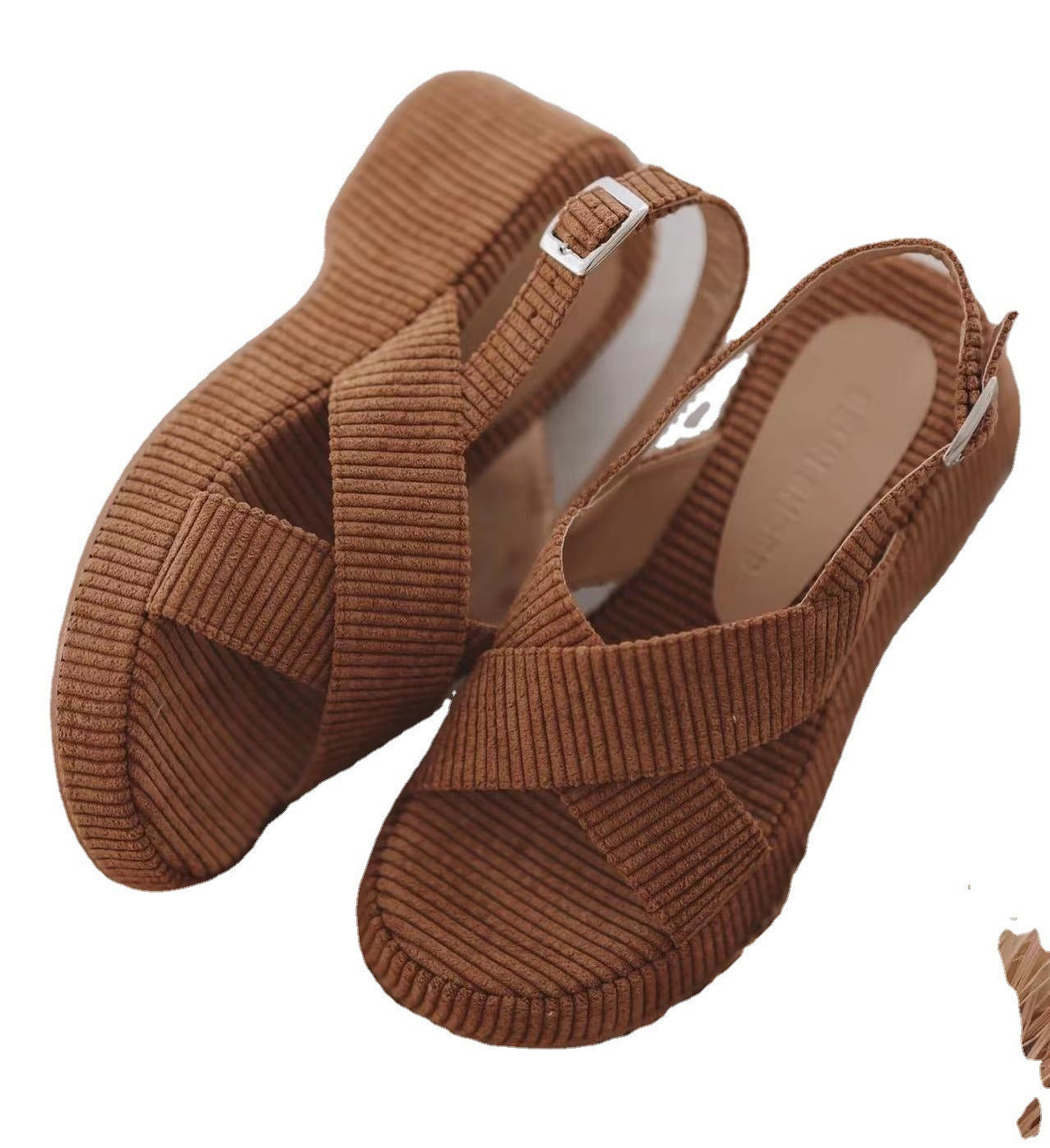 Women's Corduroy Buckle Strap Sandals