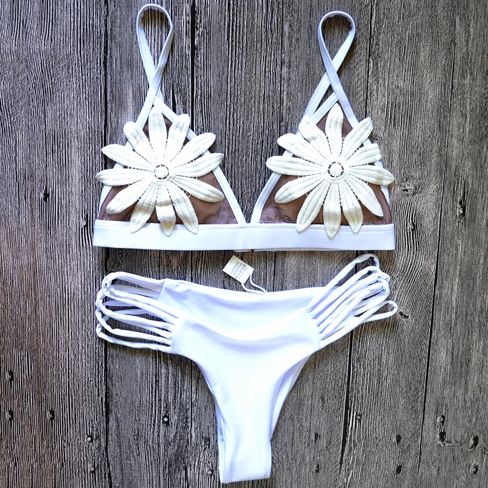 Women's Embroidered Flower Bikini