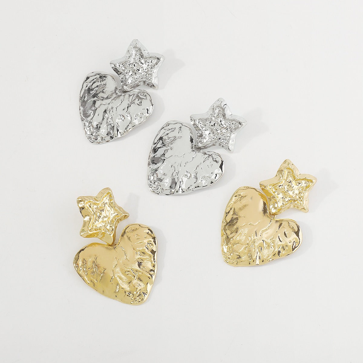 Women's Vintage Look Heart and Star Earrings