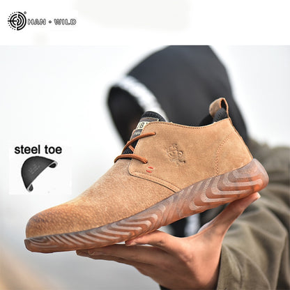 Men's Suede Leather Steel Toe Work Shoes