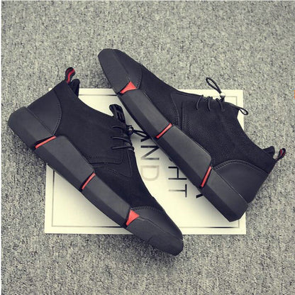 Men's Black Leather Casual Sneakers