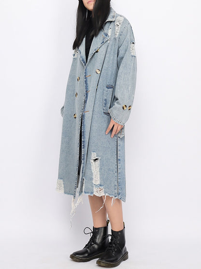 Women's Double-Breasted Denim Trench Coat