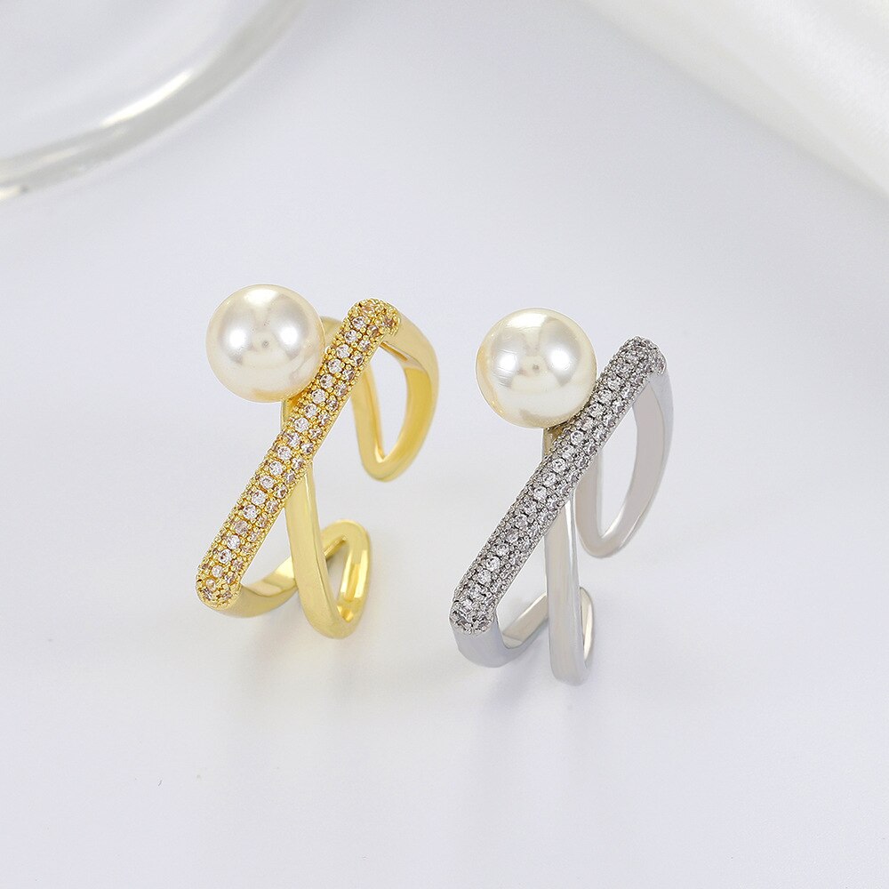 Women's 18K Gold-Plated Elegant Pearl Ring