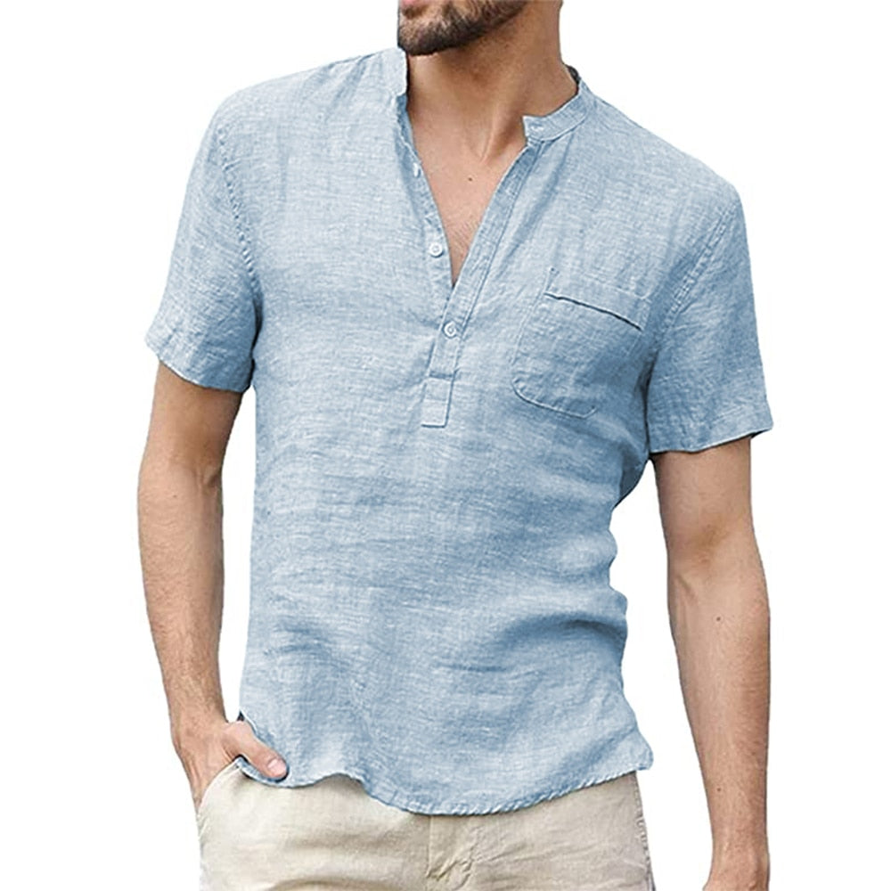 Men's Short Sleeve Linen Shirt