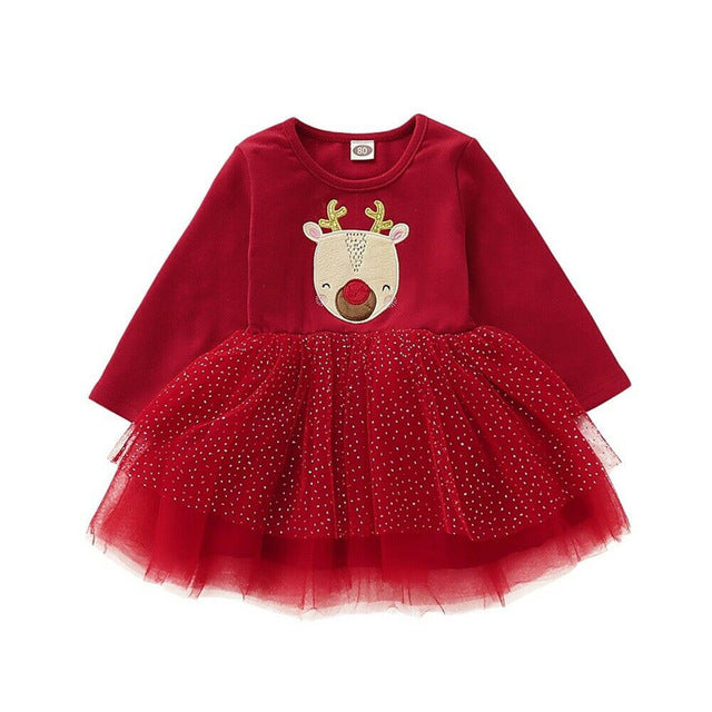 Girl's Infant/Toddler Christmas Deer Dress