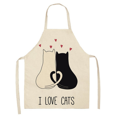 Cat-Print Kitchen Apron