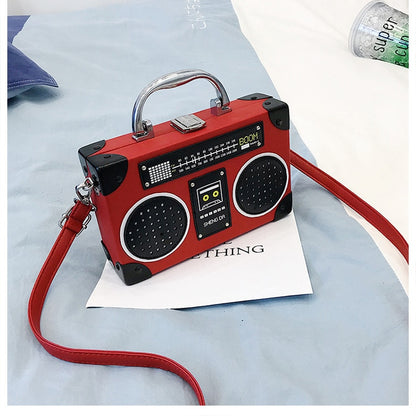 Women's Retro Radio-Shaped Leather Handbag