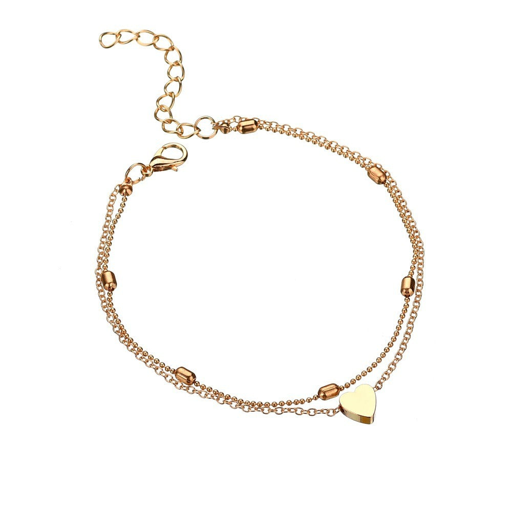 Women's Double Layered Heart Anklet