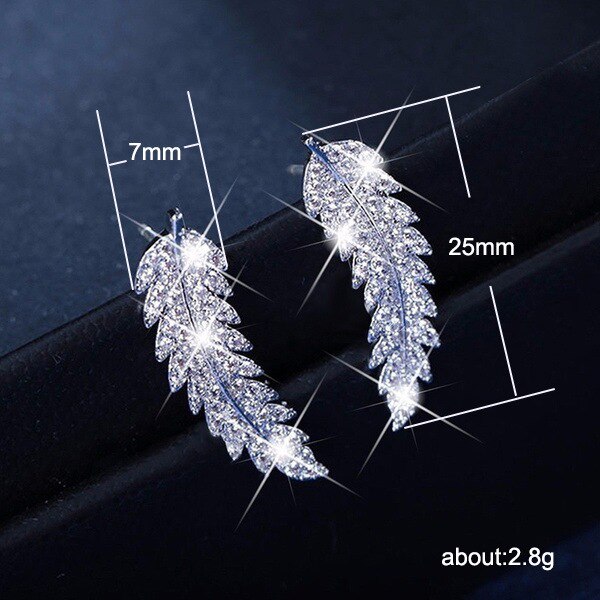 Women's Luxury CZ Leaf-Shaped Earrings