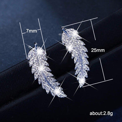 Women's Luxury CZ Leaf-Shaped Earrings