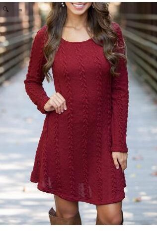 Women's Loose Knit Casual Sweater Dress