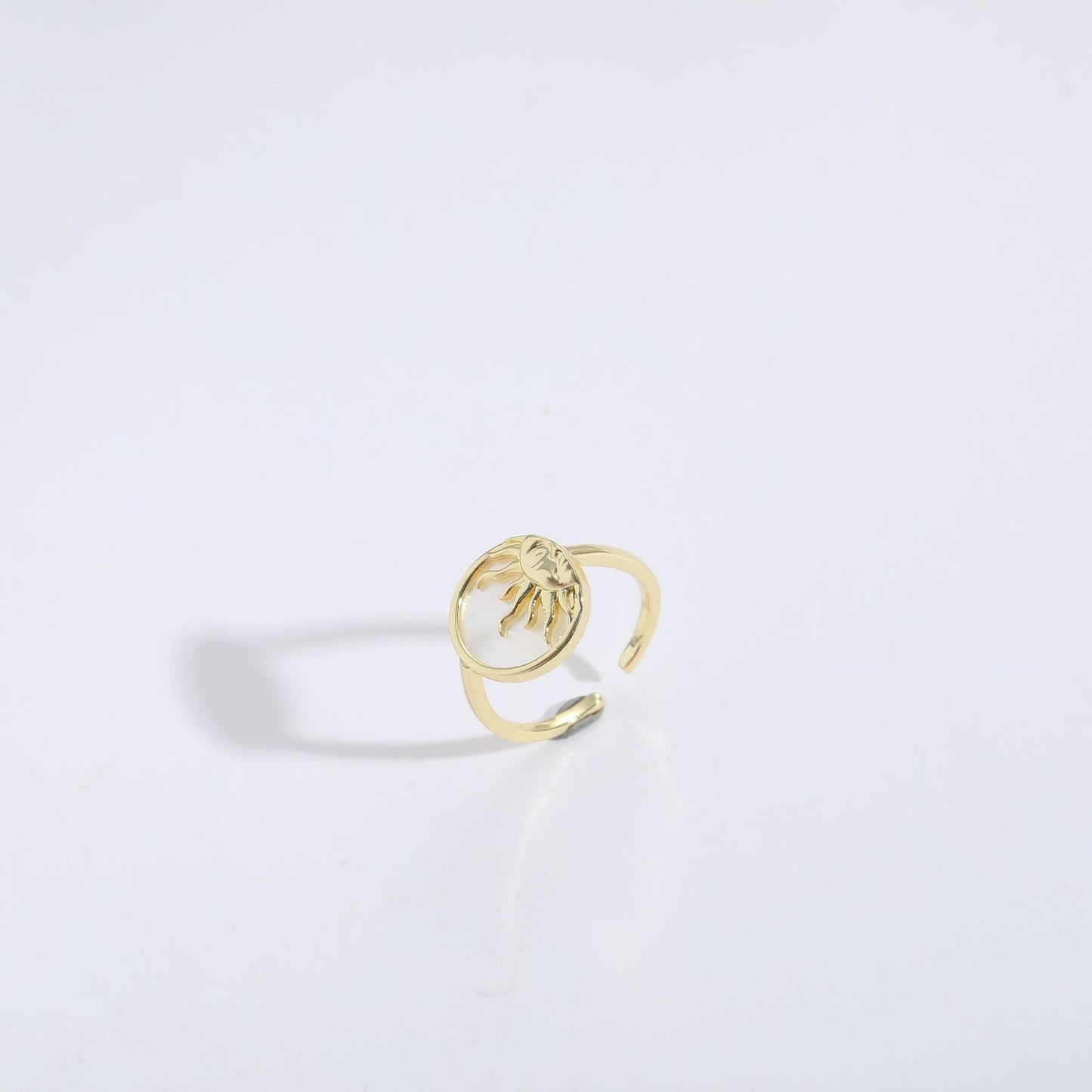 Women's 14K Gold Plated Moon and Sun Rings