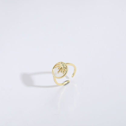 Women's 14K Gold Plated Moon and Sun Rings