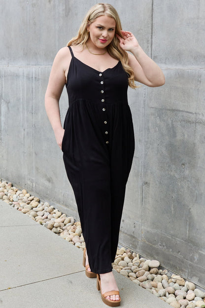 Women's Wide Leg Button Down Jumpsuit