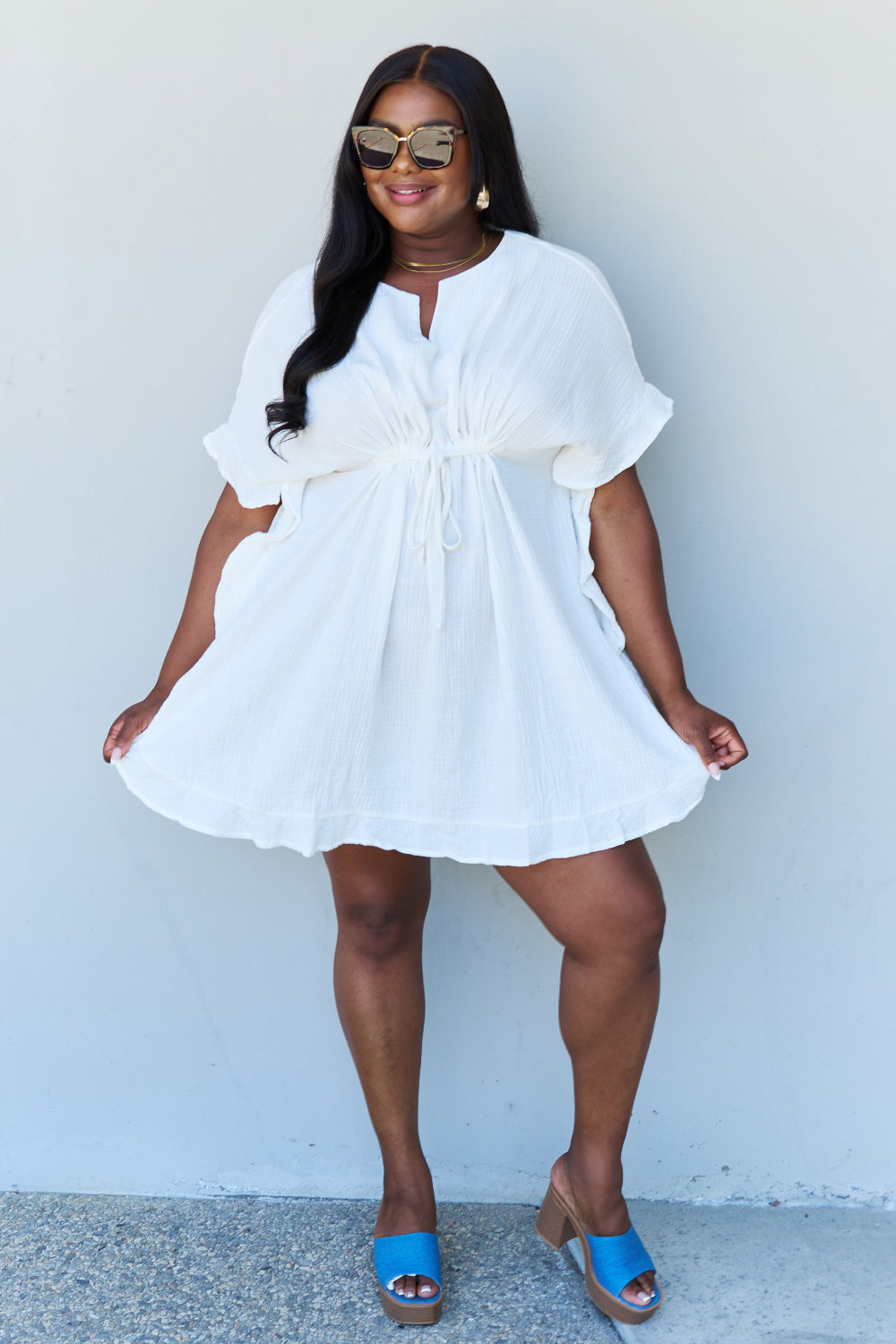 Ninexis Out Of Time Ruffle Hem Dress with Drawstring Waistband