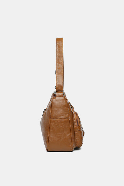 Medium-Size Leather Adjustable Strap Shoulder Bag